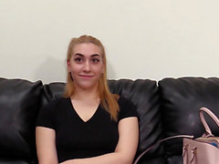 Young blonde Penelope ass fucked in creampie casting