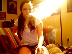 Cute amateur punk girl smoking and masturbating