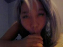 sexy asian teen strokes & sucks daddies cock and denies orgasm