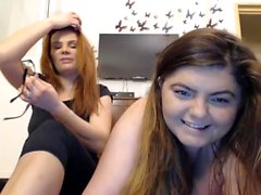 Lesbian teens anal toying with sex toy on webcam