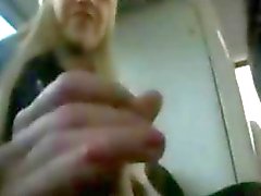 Hot blonde girl blowjob and swallow on public bus