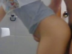Student girl fucked in public bathroom before exam