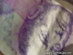 Real euro teen showing pussy for cash