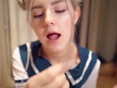 Kawaii schoolgirl gets fucked creampie