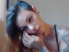 Tattoo girlfriend sucks and fucks boyfriend