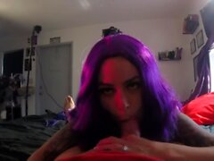 Purple haired girlfriend likes to be fucked hard