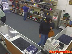 Pawnshop thief fucked as punishment in trio