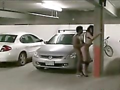 Interracial public garage sex