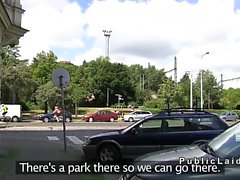 Czech blonde amateur fucked in park in public