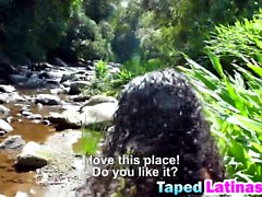 Cute amateur hot babe blowjob strangers in the river