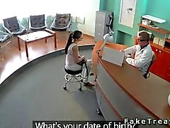 Doctor fucks his patient on a desk hard