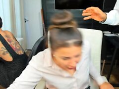 Latina cammodel fakes sickness to get fucked in office