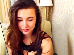 Cute curly brunette solo webcam masturbation