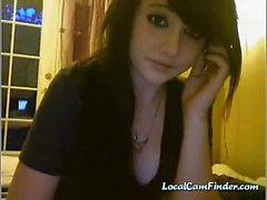 Chubby brunette babe groped and fucked on webcam