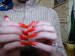Stunning long fingernails that are red