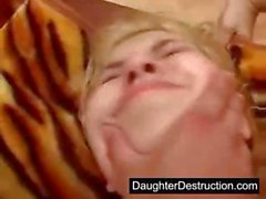 Pigtailed teen daughter fucked hard