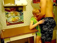 Super hot blond wife gets banged on the table