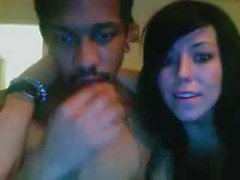 Interracial couple makes webcam porn