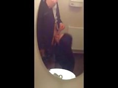 Wife sucks in public bathroom