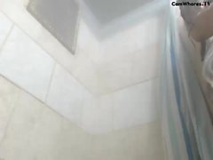 Ebony GF with HUGE BOOBS takes hot shower