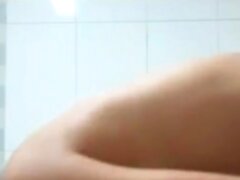 Hairy Asian Sister soaped up in the shower