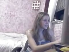 Teen blonde on webcam shows her goodsher goods