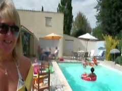 2 matures fucked near the pool