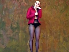 amazing teen posing in nylon pantyhose