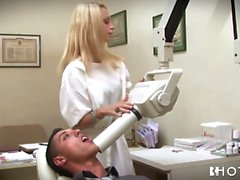 Petite blonde dentists fucking her client wild