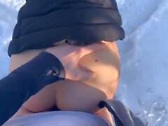 Winter Outdoor: Young Tight Teen gets fucked and caught by StepMother