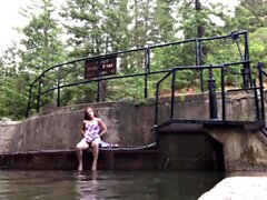 Sexy blonde babe Vega Vixen hot solo masturbation outdoors