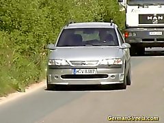 Slut stops car for fucking
