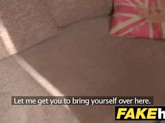Fake Agent UK Blonde orgasms from hard finger banging on casting couch