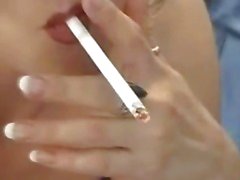 Brunette slut smokes and teases