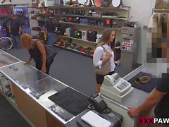 Big butt babe screwed at the pawnshop