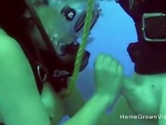 Stuffing this busty cutie underwater while scuba diving