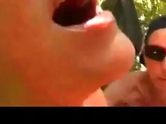 Mature girl taking loads of cum public beach