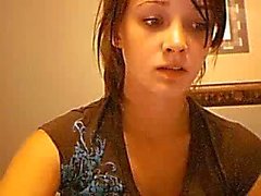 Brunette teenwith dildo with webcam