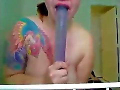 Gagging on a dildo