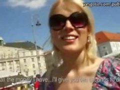 Shy blonde Czech babe slammed with perv stranger for money