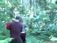 Amateur couple goes for a hike and fucks in the woods