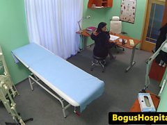 Stockinged euro pussyfucked by lucky doctor