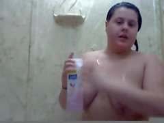 chubby teen taking a shower on webcam
