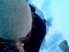 Hot Blowjob and Sex in outdoor SNOW