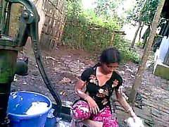 Bangla desi shameless village cousin Nupur bathing outdoor