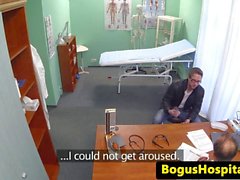 Gorgeous euro nurse collects patients cum