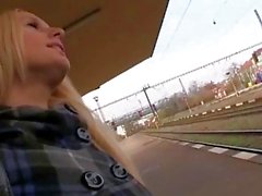 Amateur sucks n fucks in a train toilet