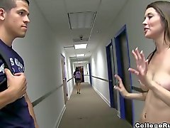 Frat sisters run around the dorm for sex challenge