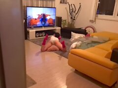 Horny stepsister caught watching porn, got him cum in her mouth