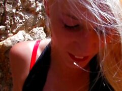 French amateur blonde teen at outdoor sex